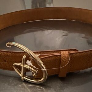 Disney Brown Leather Belt with Gold “D” Size L/XL (40)